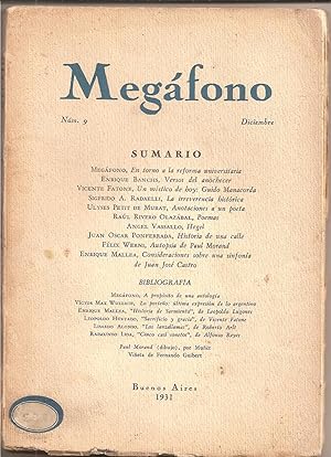 Immagine del venditore per MEGAFONO.Tomo II. No. 9. Diciembre 1931 venduto da Buenos Aires Libros