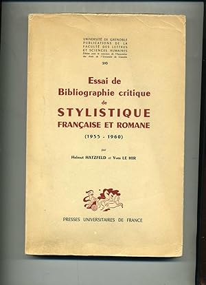 Image du vendeur pour ESSAI DE BIBLIOGRAPHIE CRITIQUE DE STYLISTIQUE FRANAISE ET ROMANE (1955-1960). mis en vente par Librairie CLERC