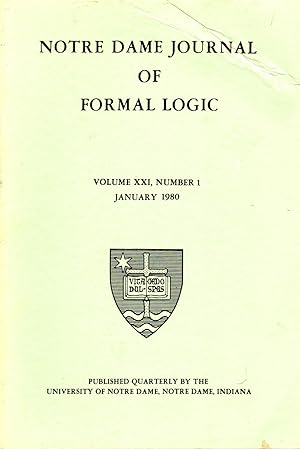 Seller image for Notre Dame Journal of Formal Logic; Volume XXI, No. 1; January, 1980 for sale by Dorley House Books, Inc.