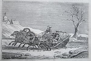 Image du vendeur pour Russia - Winter Travelling By Horse Sleigh - an Original Engraving mis en vente par K Books Ltd ABA ILAB