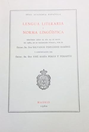 Imagen del vendedor de LENGUA LITERARIA Y NORMA LINGISTICA. a la venta por Librera Torren de Rueda