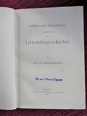 Aufsätze und Abhandlungen, vornehmlich zur Litteraturgeschichte.