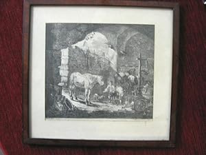 Imagen del vendedor de ("Pferde u. Schafe in Ruinenlandschaft"). a la venta por Antiquariat Seidel & Richter