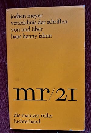 Verzeichnis der Schriften von und über Hans Henny Jahnn.