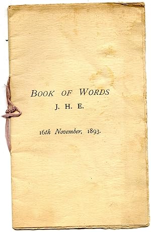 Bild des Verkäufers für Juliana Horatia Gatty Ewing] Book of Words. J. H. E. 16th November, 1893. zum Verkauf von Richard M. Ford Ltd