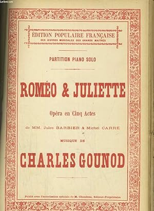 Bild des Verkufers fr ROMEO & JULIETTE. OPERA EN 5 ACTES zum Verkauf von Le-Livre