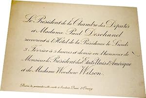 Carton d'invitation du Président de la Chambre des Députés et Madame Paul Deschanel à l'Hôtel de ...