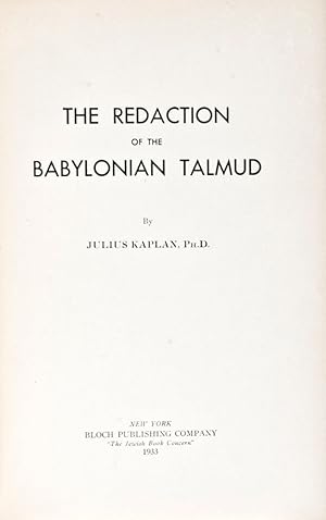 Bild des Verkufers fr The Redaction of the Babylonian Talmud zum Verkauf von ERIC CHAIM KLINE, BOOKSELLER (ABAA ILAB)