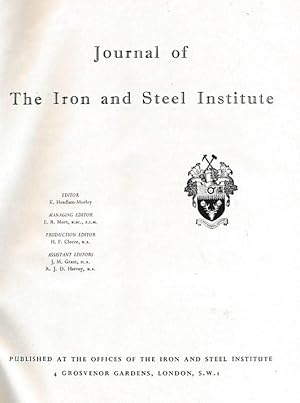 Image du vendeur pour The Journal of the Iron and Steel Institute. Volume 187. 1957, Part 3 mis en vente par Barter Books Ltd
