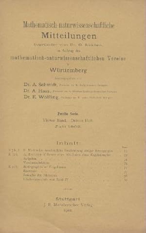 5 Sonderdrucke: 1. Bericht über die Winkelteilung. 2. Zur Konstruktion d. Schnitte v. Hüllflächen...