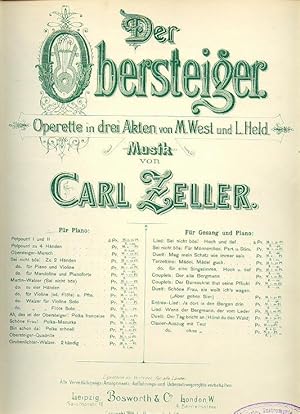 Der Obersteiger. Operette in drei Akten. Potpourri über Motive