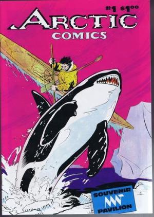 Bild des Verkufers fr ARCTIC COMICS #1 (1986 Souvenir Comic Canada's North Pavilion) INUIT Eskimo with Harpoon vs WHALE cover/story; Inuit life, legend, kayaks; Oil Man trip to North & encounter with POLAR BEAR; Stragglers, Science Fiction Second Genesis in 2014 AD. zum Verkauf von Comic World