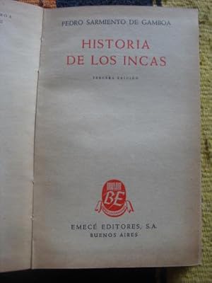 Imagen del vendedor de Historia de los Incas a la venta por Libros del cuervo