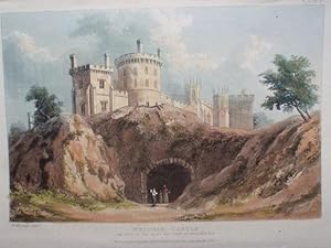 Original Single Hand Coloured Aquatint engraving Illustrating Belvoir Castle in Leicestershire, T...