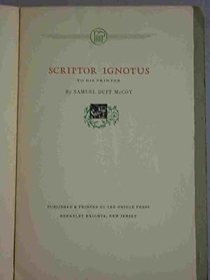 Seller image for Scriptor Ignotus for sale by A.O'Neill