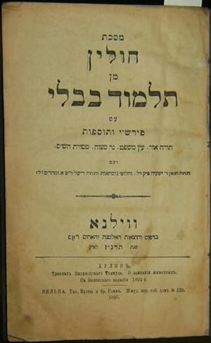 Imagen del vendedor de Traktat Chullin aus Talmud Bavli. Mit Erluterungen und Ergnzungen . a la venta por Antiquariat Weinek