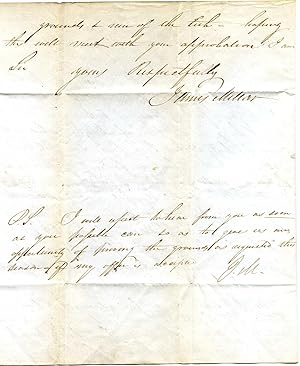 Bild des Verkufers fr Autograph Letter Signed from 'Jamy Millar' of the Clyde Salmon Fishing Company to H. Davidson, Edinburgh, offering to buy 'a Lease of Eateen years of all the Fishings on the shores of Monzies Property on the shores of Holly Lock & Lock Long' Scotland zum Verkauf von Richard M. Ford Ltd