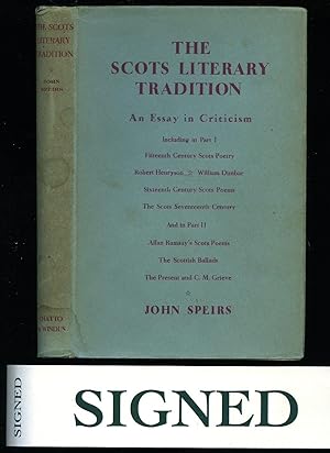 Bild des Verkufers fr The Scots Literary Tradition: An Essay in Criticism [Signed] zum Verkauf von Little Stour Books PBFA Member