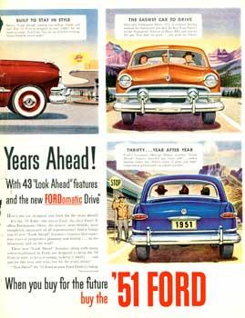 Collection of vintage Ford automobile advertisements.