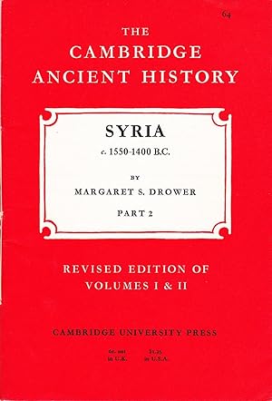 Bild des Verkufers fr The Cambridge Ancient History: Syria, c. 1550 - 1400 B.C., Part 2. zum Verkauf von Abbey Books