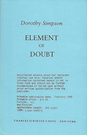 Seller image for ELEMENT OF DOUBT for sale by SCENE OF THE CRIME 