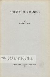 Seller image for SEARCHER'S MANUAL.|A for sale by Oak Knoll Books, ABAA, ILAB