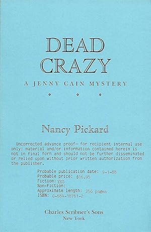 Seller image for DEAD CRAZY for sale by SCENE OF THE CRIME 