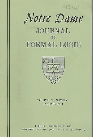 Image du vendeur pour Notre Dame Journal of Formal Logic; Volume XXIV, No.1; January, 1983 mis en vente par Dorley House Books, Inc.