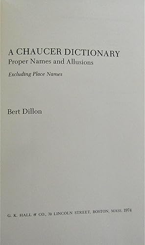 Seller image for A Chaucer Dictionary: Proper Names And Allusions for sale by Moneyblows Books & Music