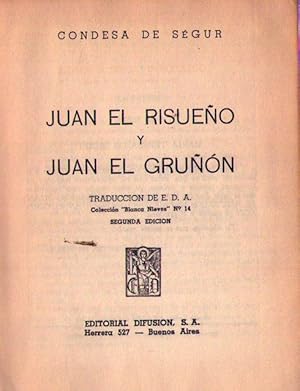 JUAN EL RISUEÑO Y JUAN EL GRUÑON. Traducción de E. D.A.