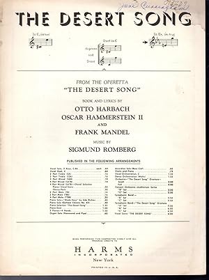 Seller image for SHEET MUSIC: "The Desert Song".from the Operetta The Desert Song for sale by Dorley House Books, Inc.