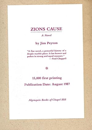 Seller image for ZION'S CAUSE for sale by SCENE OF THE CRIME 
