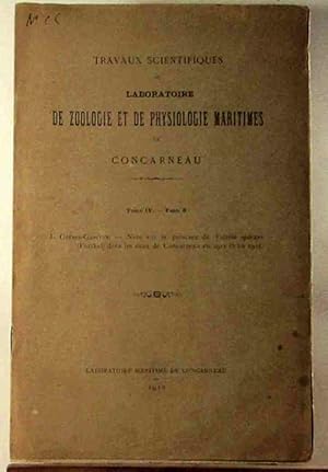 Imagen del vendedor de NOTE SUR LA PRESENCE DE VELELLA SPIRANS (FORSKAL) DANS LES EAUX DE CONCARNEAU EN 1911 ET EN 1912 a la venta por Livres 113