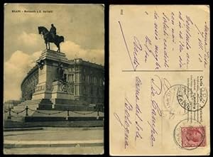 Milano Cartolina d'epoca Viaggiata 1910 Monumento a Garibaldi