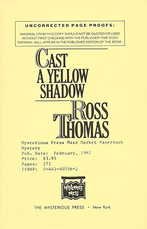Seller image for CAST A YELLOW SHADOW for sale by SCENE OF THE CRIME 