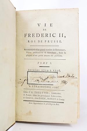 Bild des Verkufers fr Vie de Frederic II, roi de Prusse zum Verkauf von Librairie Le Feu Follet