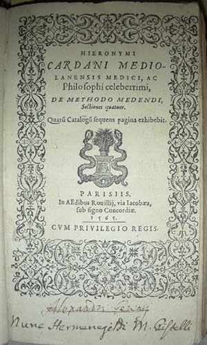 Immagine del venditore per DE METHODO MEDENDI Sectiones quatuor. Quaru[m] Catalogu[m] sequens pagina exhibebit. venduto da SCRIPTORIUM Studio Bibliografico