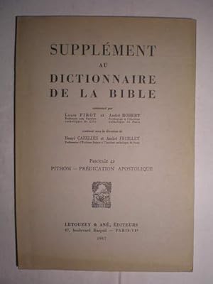 Seller image for Supplment au Dictionnaire de la Bible. Fascicule 42. Pithom - Prdication Apostolique for sale by Librera Antonio Azorn