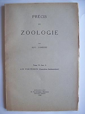Précis de zoologie, tome VI, fasc.2: les vertébrés (caractères fondamentaux).