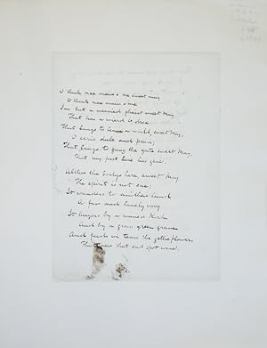 Autograph Manuscript Verse, commencing "O think nae main o me, sweet may/O think nae main o me/Im...