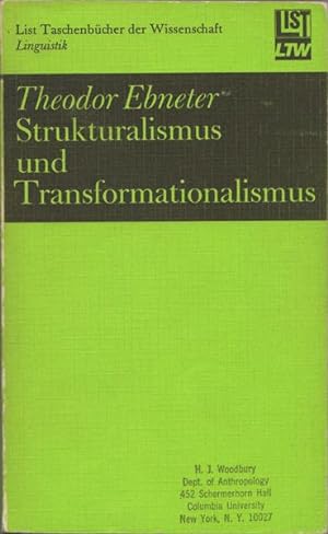 Bild des Verkufers fr Strukturalismus und Transformationalismus zum Verkauf von Kaaterskill Books, ABAA/ILAB