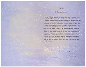 Seller image for Orion (Signed Broadside) for sale by Jeff Hirsch Books, ABAA