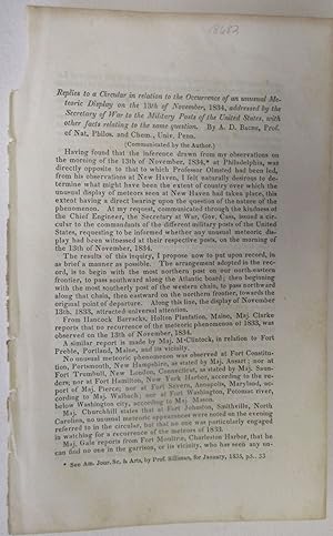 REPLIES TO A CIRCULAR IN RELATION TO THE OCCURENCE OF AN UNUSUAL METEORIC DISPLAY ON THE 13TH OF ...