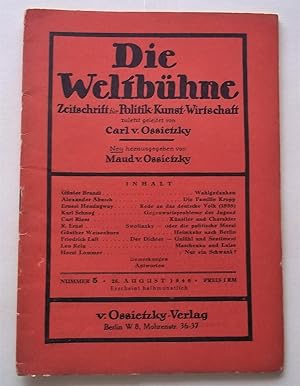 Seller image for Die Weltbuhne (Nummer 5 25. August 1946): Zeitschrift Fur Politik Kunst Wirtschaft for sale by Bloomsbury Books