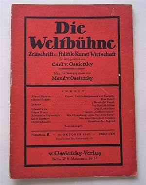 Seller image for Die Weltbuhne (Nummer 8 15. Oktober 1946): Zeitschrift Fur Politik Kunst Wirtschaft for sale by Bloomsbury Books