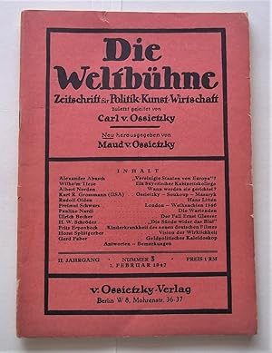 Seller image for Die Weltbuhne (Nummer 3 1. Februar 1947): Zeitschrift Fur Politik Kunst Wirtschaft for sale by Bloomsbury Books