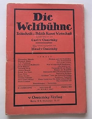 Seller image for Die Weltbuhne (Nummer 6 15. Marz 1947): Zeitschrift Fur Politik Kunst Wirtschaft for sale by Bloomsbury Books