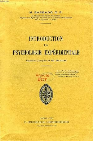 Seller image for INTRODUCTION A LA PSYCHOLOGIE EXPERIMENTALE for sale by Le-Livre