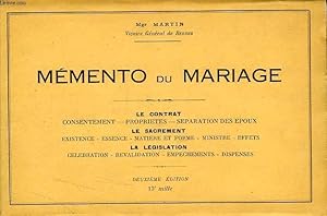 Seller image for MEMENTO DU MARIAGE for sale by Le-Livre