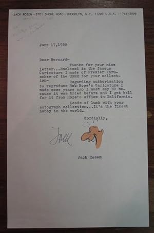 Typed Letter Signed with an original caricature
